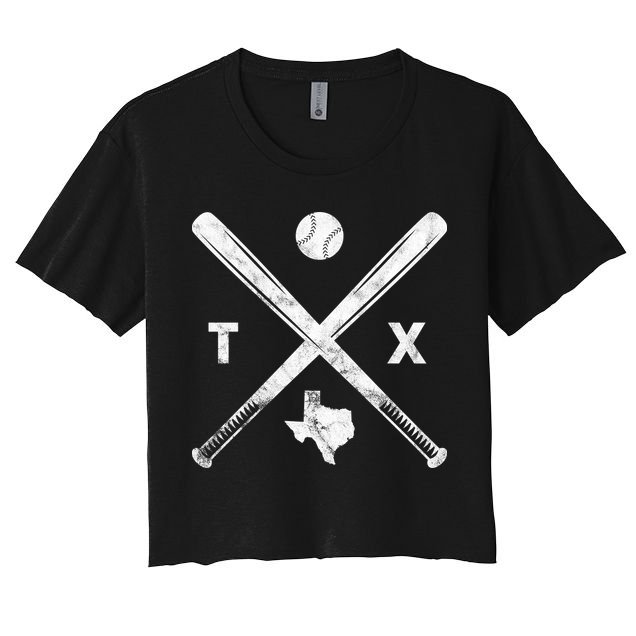 Texas Baseball Vintage Sport Crop Top
