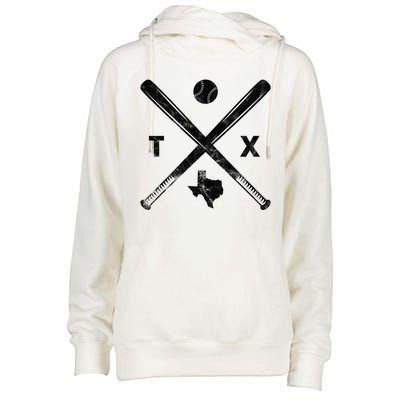 Texas Baseball Vintage Sport Womens Funnel Neck Pullover Hood