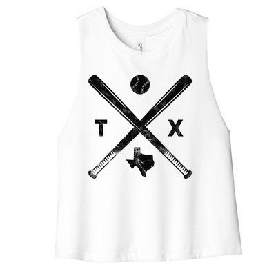 Texas Baseball Vintage Sport Women's Racerback Cropped Tank