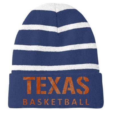 Texas Basketball Vintage Distressed Striped Beanie with Solid Band