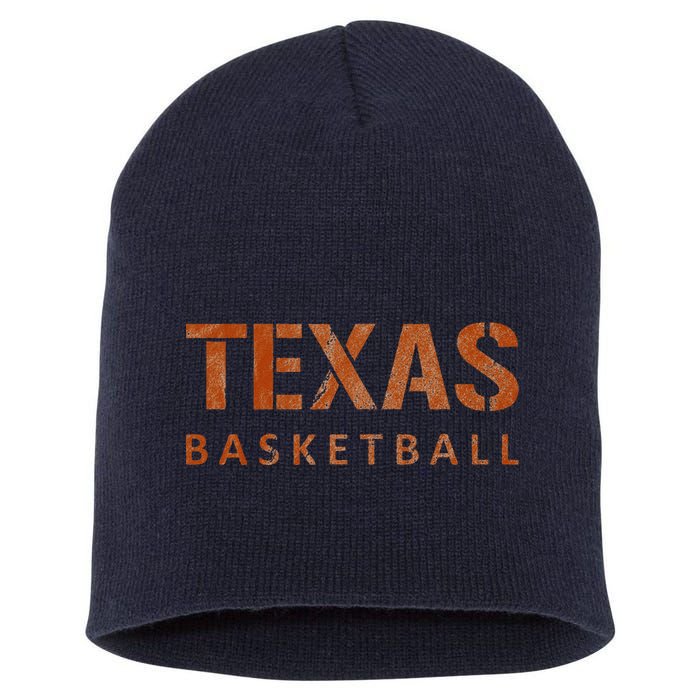 Texas Basketball Vintage Distressed Short Acrylic Beanie