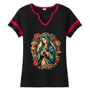 The Blessed Virgin Mary Is The Mother Of Jesus Christ Ladies Halftime Notch Neck Tee