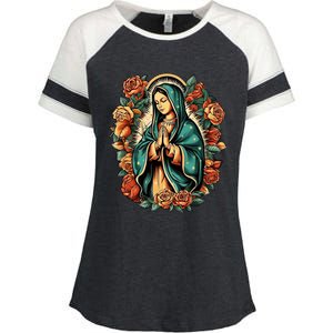 The Blessed Virgin Mary Is The Mother Of Jesus Christ Enza Ladies Jersey Colorblock Tee