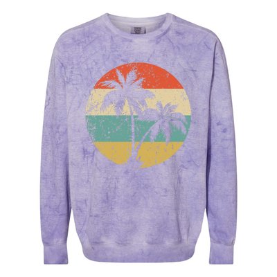 Tropical Beachs Vacations Retro Palm Trees Gift Colorblast Crewneck Sweatshirt