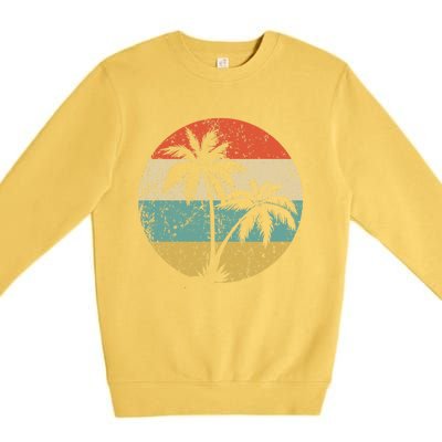 Tropical Beachs Vacations Retro Palm Trees Gift Premium Crewneck Sweatshirt