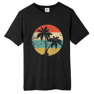 Tropical Beachs Vacations Retro Palm Trees Gift Tall Fusion ChromaSoft Performance T-Shirt