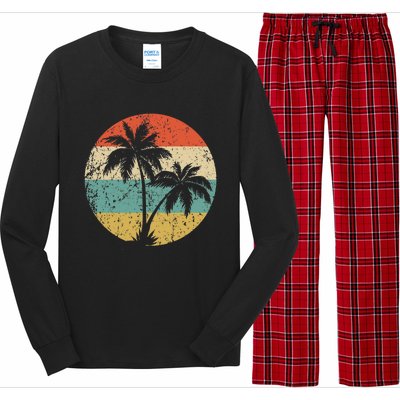 Tropical Beachs Vacations Retro Palm Trees Gift Long Sleeve Pajama Set