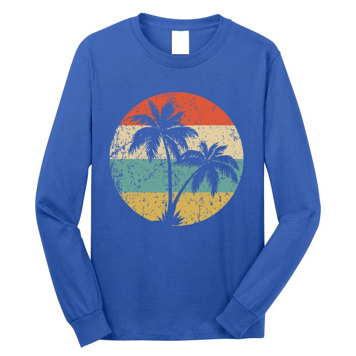 Tropical Beachs Vacations Retro Palm Trees Gift Long Sleeve Shirt