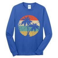 Tropical Beachs Vacations Retro Palm Trees Gift Tall Long Sleeve T-Shirt