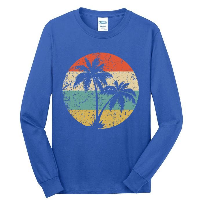 Tropical Beachs Vacations Retro Palm Trees Gift Tall Long Sleeve T-Shirt