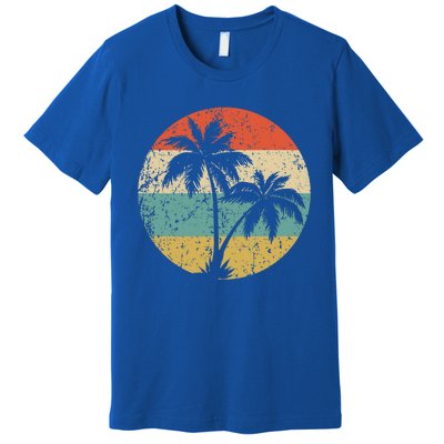 Tropical Beachs Vacations Retro Palm Trees Gift Premium T-Shirt