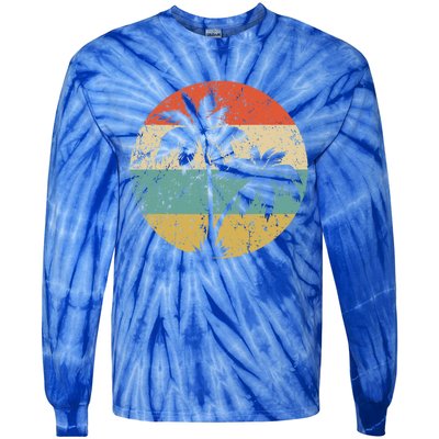 Tropical Beachs Vacations Retro Palm Trees Gift Tie-Dye Long Sleeve Shirt