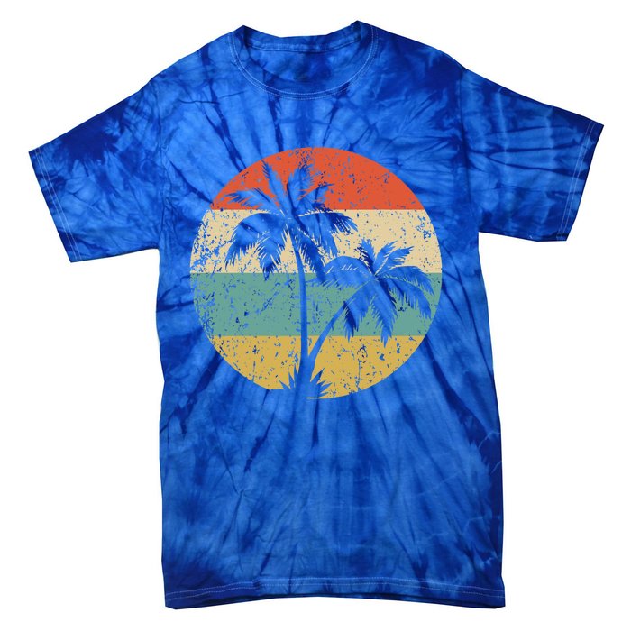 Tropical Beachs Vacations Retro Palm Trees Gift Tie-Dye T-Shirt