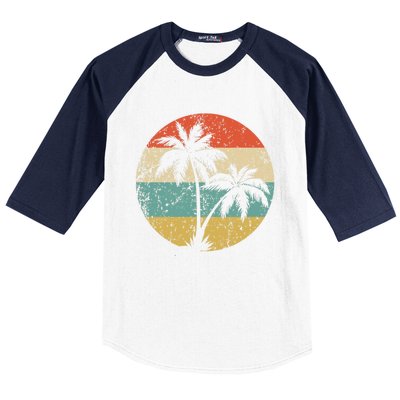 Tropical Beachs Vacations Retro Palm Trees Gift Baseball Sleeve Shirt