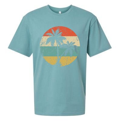 Tropical Beachs Vacations Retro Palm Trees Gift Sueded Cloud Jersey T-Shirt