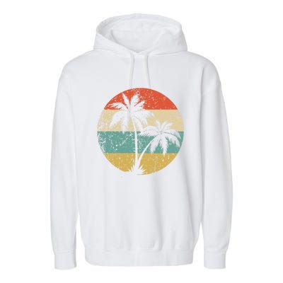 Tropical Beachs Vacations Retro Palm Trees Gift Garment-Dyed Fleece Hoodie