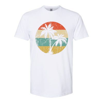 Tropical Beachs Vacations Retro Palm Trees Gift Softstyle CVC T-Shirt