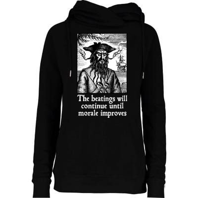 The Beatings Will Continue Until Morale Improves Womens Funnel Neck Pullover Hood