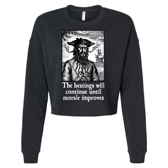 The Beatings Will Continue Until Morale Improves Cropped Pullover Crew