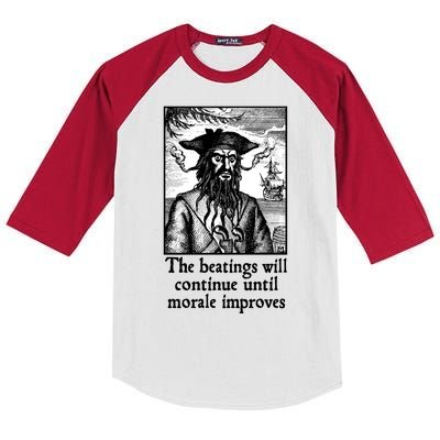 The Beatings Will Continue Until Morale Improves Kids Colorblock Raglan Jersey