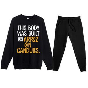 This Body Was Built On Arroz Con Gandules Puerto Rico Premium Crewneck Sweatsuit Set