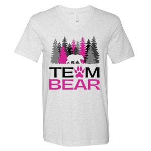 Team Bear Woman Pink V-Neck T-Shirt