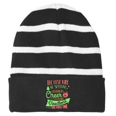 The Best Way To Celebrate The Christmas Teacher Striped Beanie with Solid Band