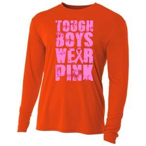 Tough Boyz Wear Pink Support Breast Cancer Awareness Cooling Performance Long Sleeve Crew