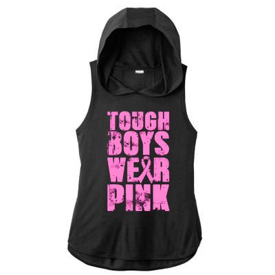 Tough Boyz Wear Pink Support Breast Cancer Awareness Ladies PosiCharge Tri-Blend Wicking Draft Hoodie Tank