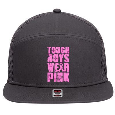 Tough Boyz Wear Pink Support Breast Cancer Awareness 7 Panel Mesh Trucker Snapback Hat