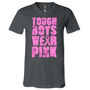 Tough Boyz Wear Pink Support Breast Cancer Awareness V-Neck T-Shirt