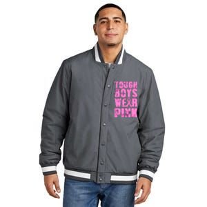 Tough Boyz Wear Pink Support Breast Cancer Awareness Insulated Varsity Jacket