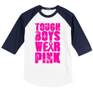 Tough Boyz Wear Pink Support Breast Cancer Awareness Baseball Sleeve Shirt