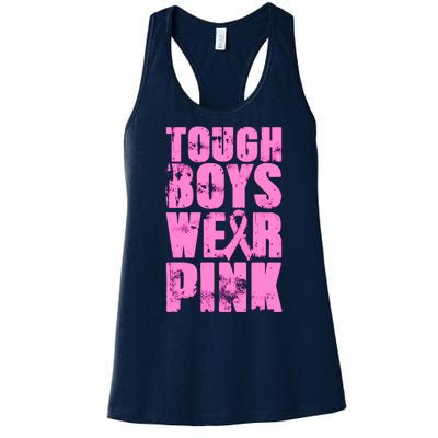 Tough Boyz Wear Pink Support Breast Cancer Awareness Women's Racerback Tank