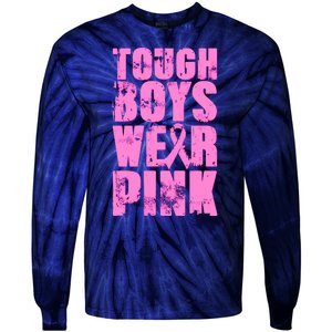 Tough Boyz Wear Pink Support Breast Cancer Awareness Tie-Dye Long Sleeve Shirt