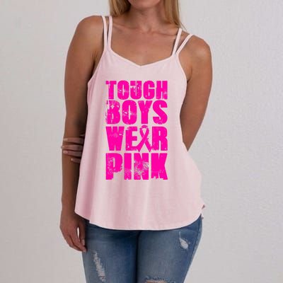 Tough Boyz Wear Pink Support Breast Cancer Awareness Women's Strappy Tank