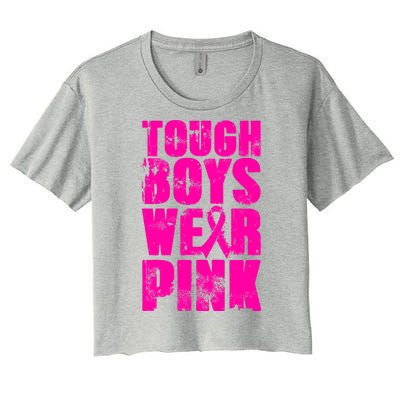 Tough Boyz Wear Pink Support Breast Cancer Awareness Women's Crop Top Tee