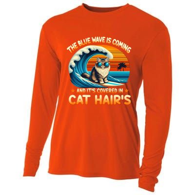 The Blue Wave Is Coming And ItS Covered In Cat Hairs Kamala Cute Gift Cooling Performance Long Sleeve Crew