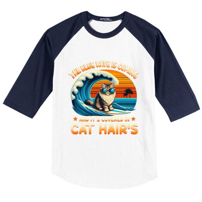 The Blue Wave Is Coming And ItS Covered In Cat Hairs Kamala Cute Gift Baseball Sleeve Shirt