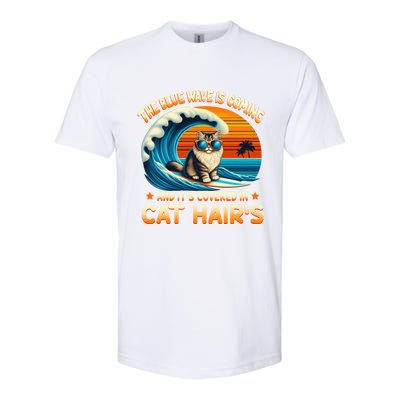 The Blue Wave Is Coming And ItS Covered In Cat Hairs Kamala Cute Gift Softstyle CVC T-Shirt