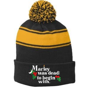 To Begin With Funny Novelty Christmas Stripe Pom Pom Beanie