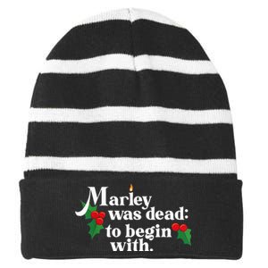 To Begin With Funny Novelty Christmas Striped Beanie with Solid Band