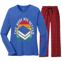 The Book Was Better Book Reading Cute Gift Women's Long Sleeve Flannel Pajama Set 