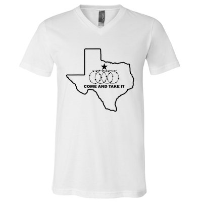 Texas Barbed Wire Come And Take It V-Neck T-Shirt