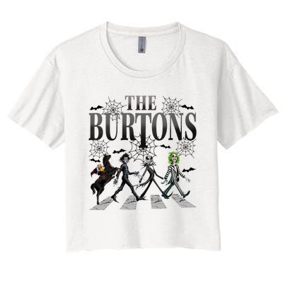 The Burtons Walking Street The Burtons Friends Halloween Jack Skellington Women's Crop Top Tee