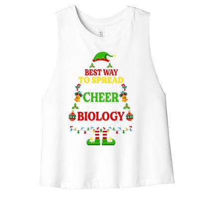 The Best Way To Spread Christmas Cheer Is Teaching Biology Gift Women's Racerback Cropped Tank