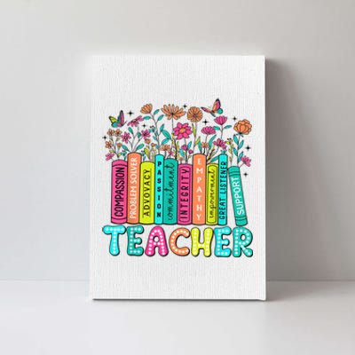 Teacher Bookself Wildflowers Book Lover Bookworm Canvas