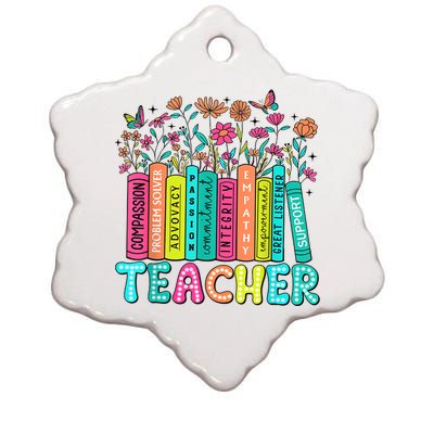 Teacher Bookself Wildflowers Book Lover Bookworm Ceramic Star Ornament