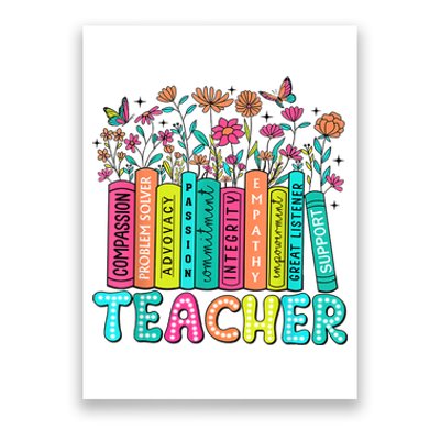 Teacher Bookself Wildflowers Book Lover Bookworm Poster