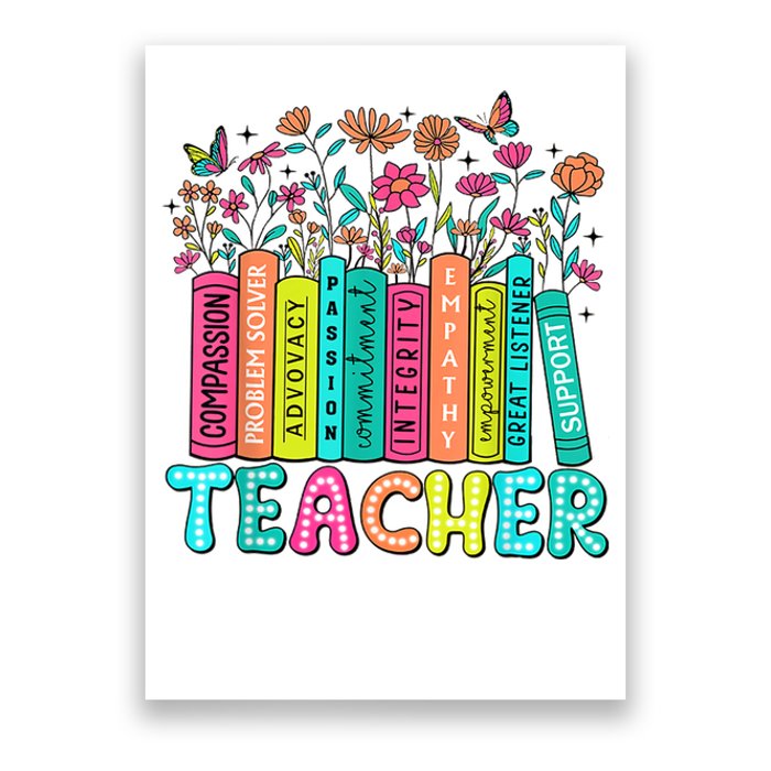 Teacher Bookself Wildflowers Book Lover Bookworm Poster